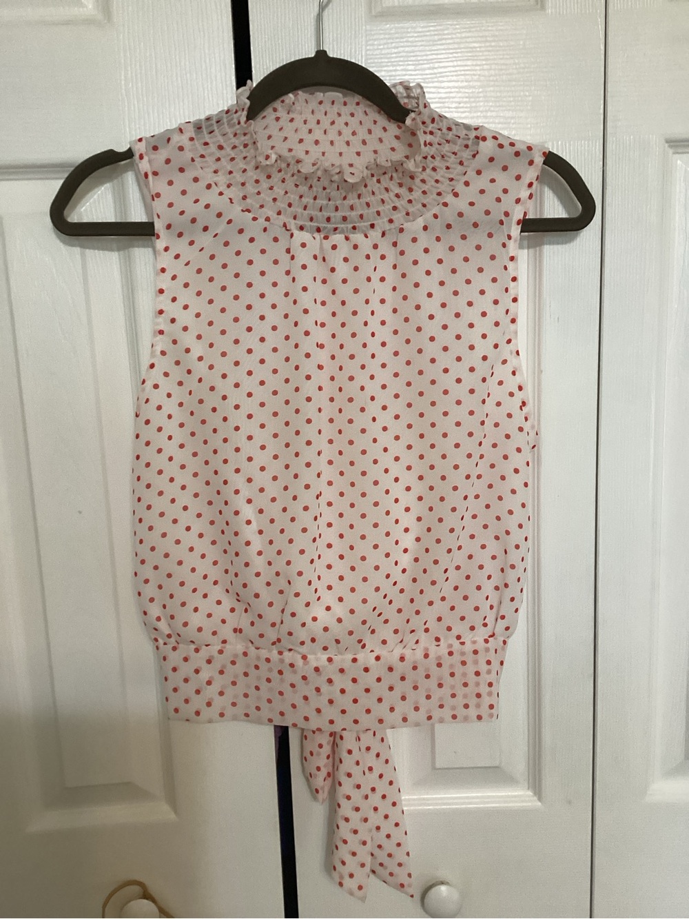 Honey & t White Polka Dot Top with Red Dots